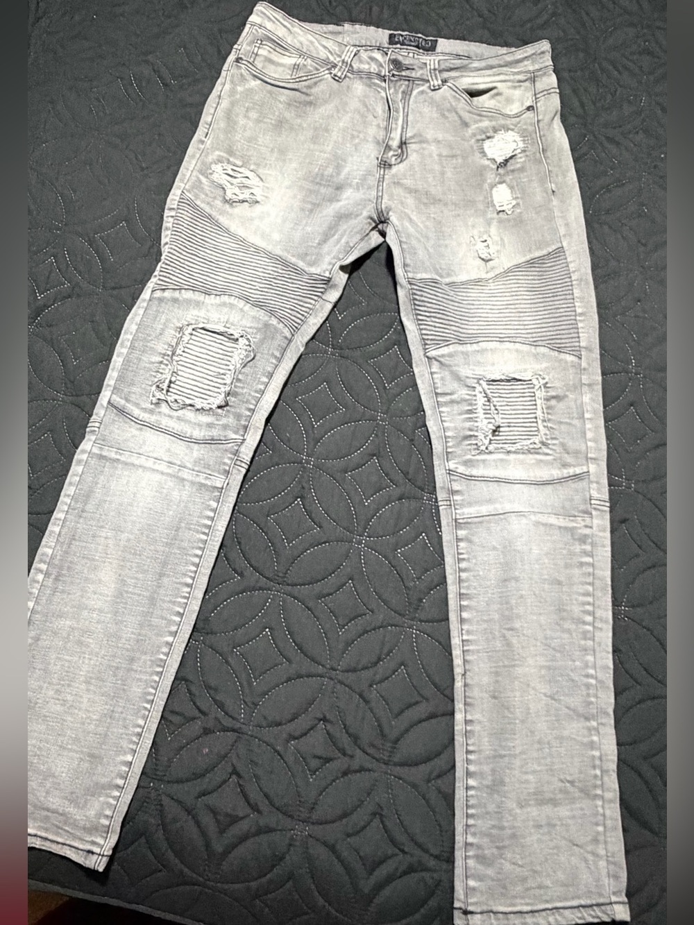 Encrypted Men's Grey Washed Jeans - Unbranded